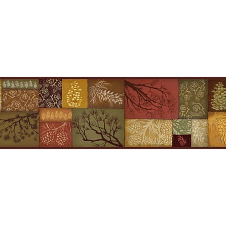 - Pinecone Collage Multicolor Patchwork Border