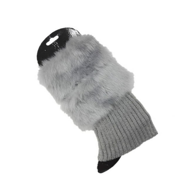 Qarigey 1 par de calentadores de piernas de piel, accesorio de ropa, funda de calcetín para niñas, al aire libre Medias gris claro