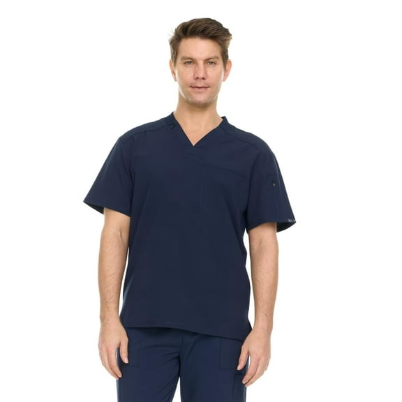 HEAL WEAR Men's V-Neck Multi-Pocket Scrub Top with Sleeve Zipper – Professional Clinical Uniform