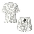 thumbnail image 4 of Kdxio Hand Drawn Rabbit Print Pajamas Sets for Women Short-Sleeved Pjs with Lounge Shorts Two Piece Sleepwear S-4XL, 4 of 9