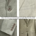 thumbnail image 3 of i.Finelong Men's Beige Linen-Blend Slim-Fit 2-Piece Suit Set - Breathable Daily Business Office/Relaxed Work Outfit (Jacket & Pants), 3 of 5