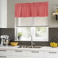 thumbnail image 4 of Vintage Coral Red Curtain Valances for Windows, Kitchen Valance Window Treatments Panel 2 Pack, Farmhouse Retro Solid Color Linen Texture Rod Pocket Short Curtains for Bathroom Bedroom 42 x 12 Inch, 4 of 8