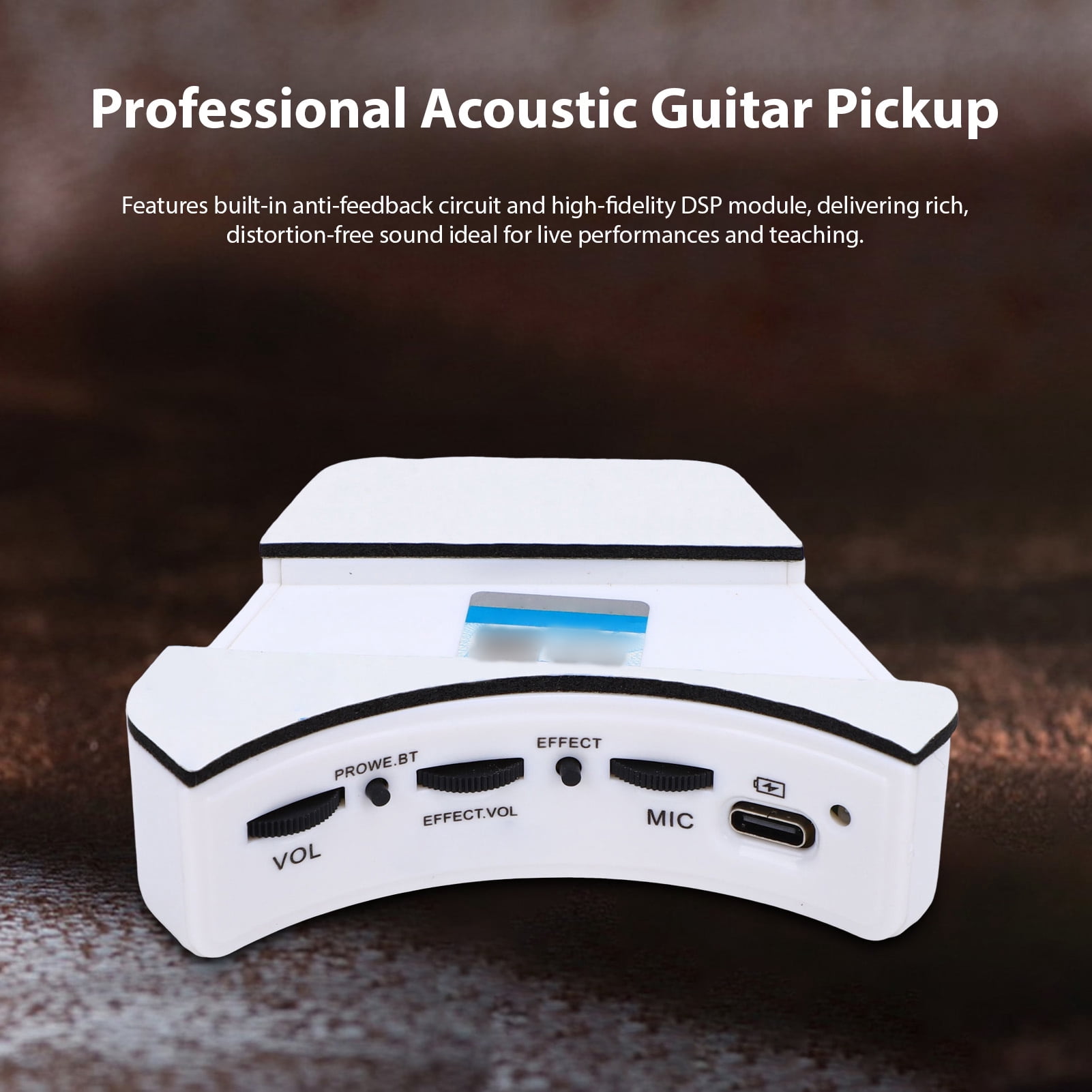 Guitar Pickup Acoustic Guitar Pickup with Feedback Suppression DSP Effects BT Rechargeable Battery for Performance Teaching Street Playing Guitar Amplifier
