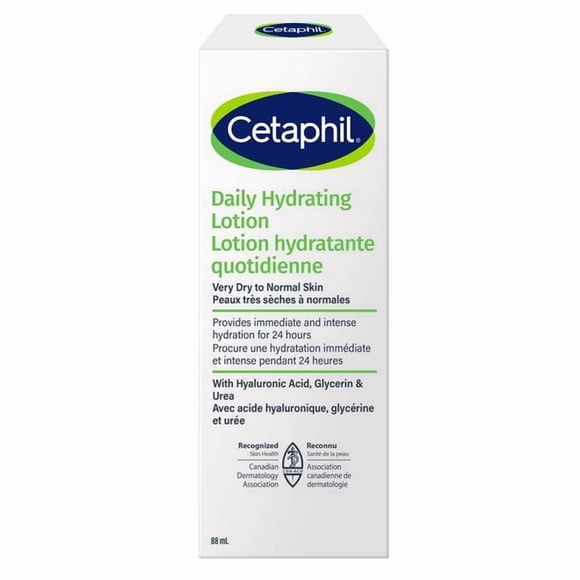 Cetaphil Lotion Hydratante Quotidienne / Faite avec de l'Acide Hyaluronique / Hydratation 24 H / pour Peau Sèche et Sensible / Sans Parfum / 88 ml