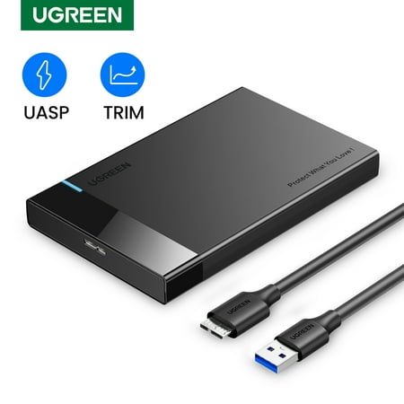 UGREEN 2.5" Hard Drive Enclosure USB 3.0 to Sata III for 2.5 Inch SSD & HDD 9.5mm 7mm External Hard Drive Enclosure Support Max 6TB with UASP Black