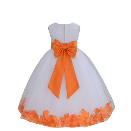 

Ekidsbridal Wedding Pageant Rose Petals White Tulle Junior Bridesmaid Toddler Dress Summer Easter Dress First Communion Girls Clothing Holiday Recital Dress Princess 302T 12-18m Flower Girl Dress