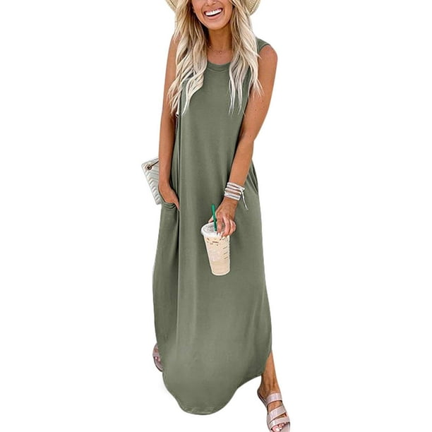 Vestido ANRABESS maxi vestido de playa casual holgado sin mangas