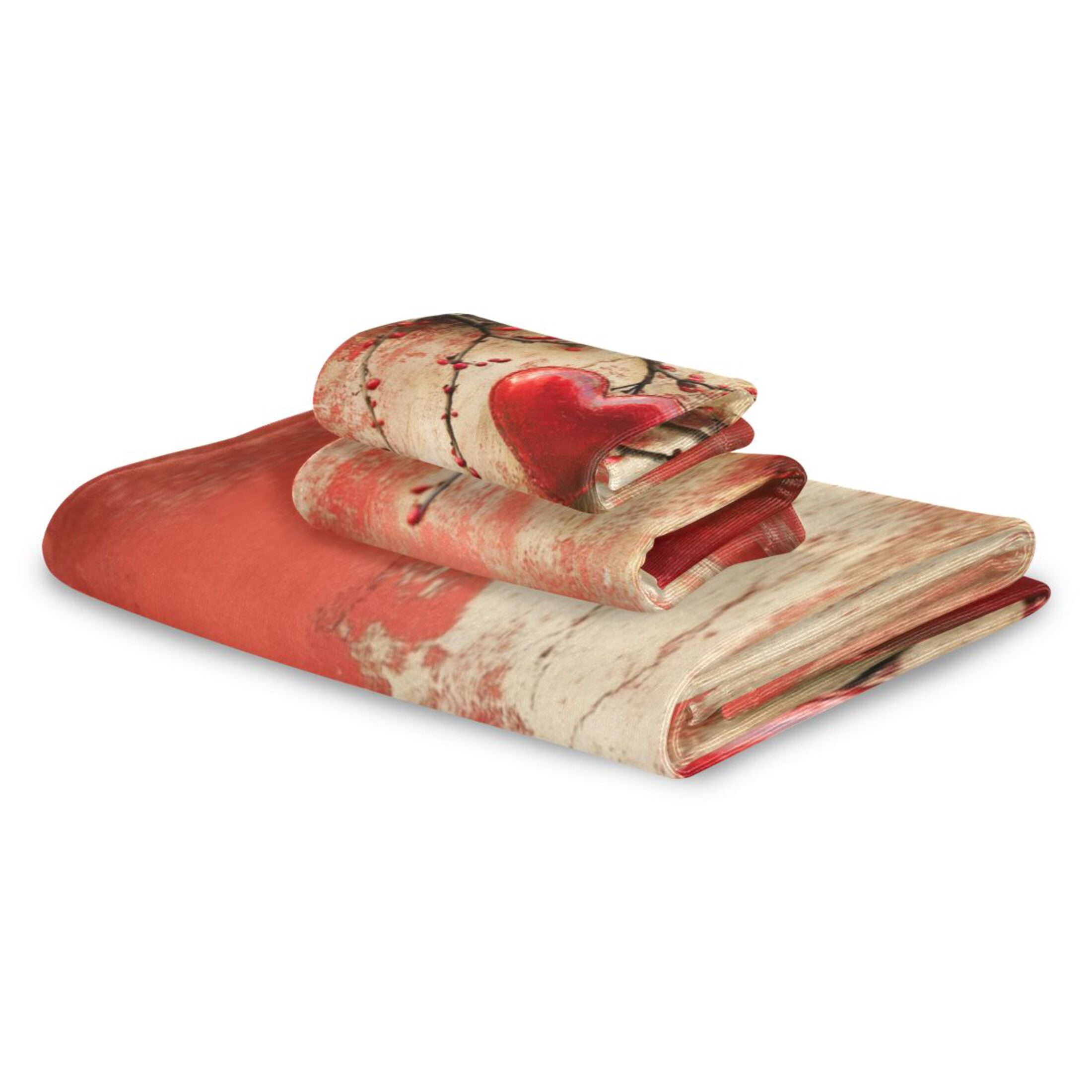 Three-Piece Towel Set Face Towel Towel Set Hand Towel Bath Towel Cotton Bath Towels Bath Towel Sets Hand Bath Towels Valentine's Day Lovely Love