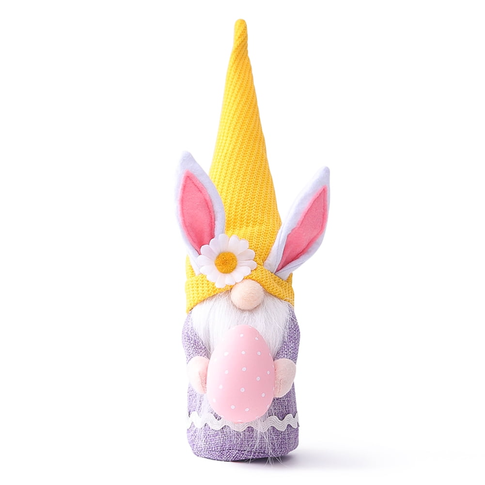 Bunny Gnome with Plush Egg, Decor Girl Room Decor Gifts,, Indoor Spring Decor-Rabbit Ears, Purple
