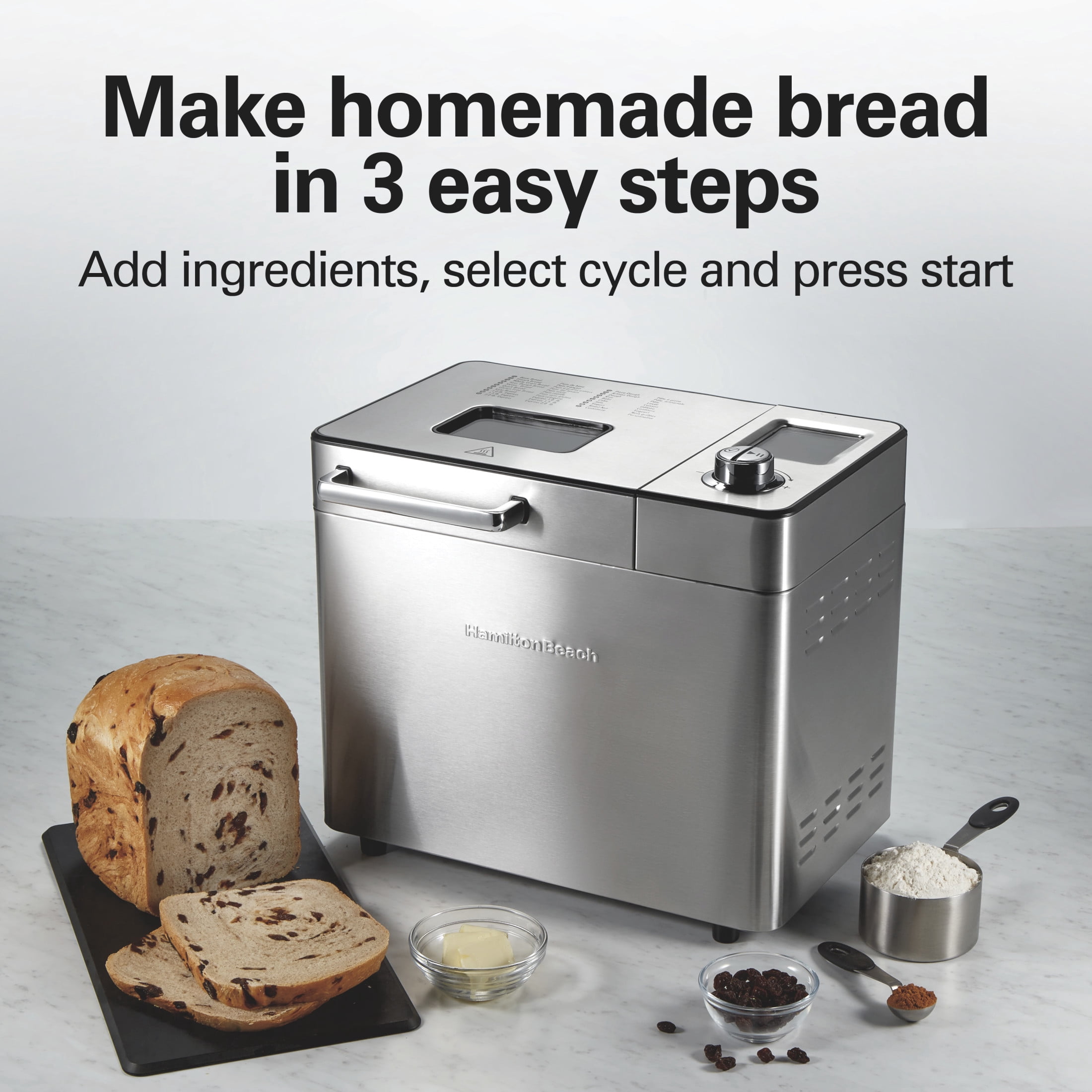 Hamilton Beach Premium Bread Make Machiner, Auto Fruit and Nut Dispenser, 21 Settings, Stainless Steel