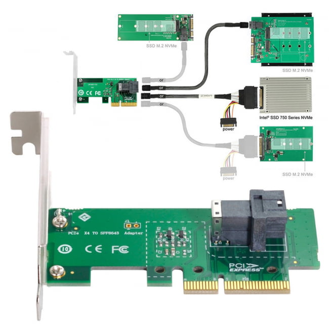 Xiwai PCI-E 4X to U.2 U2 Kit SFF-8639 NVME PCIe SSD Adapter for Mainboard SSD 750 p3600 p3700 M.2 SFF-8643 