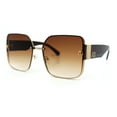 thumbnail image 5 of Womens Metal Frame Rimless Oversized Luxury Fashion Butterfly Sunglasses Gold Brown - Brown, 5 of 8
