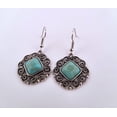 thumbnail image 4 of Square Turquoise Silver Dangle Earrings STSDE, 4 of 10