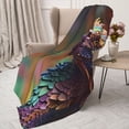 thumbnail image 3 of Hirioo Rainbow Scales Fantasy Dragon for Flannel Blanket, Cozy and Warm Throw for Bed or Couch ,Perfect for All Seasons-40"x30", 3 of 6
