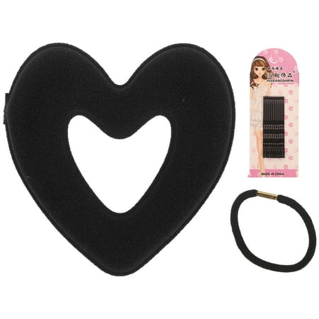 

NUOLUX Hair Donut Heart Shape Donut Heart Shape Hair Bun Maker (Black)