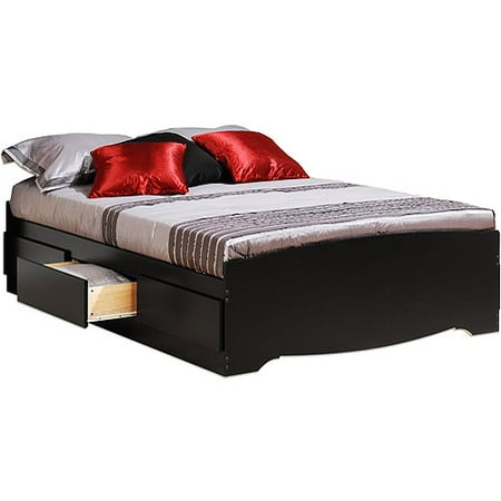 Prepac Brisbane Queen Platform Storage Bed, Black