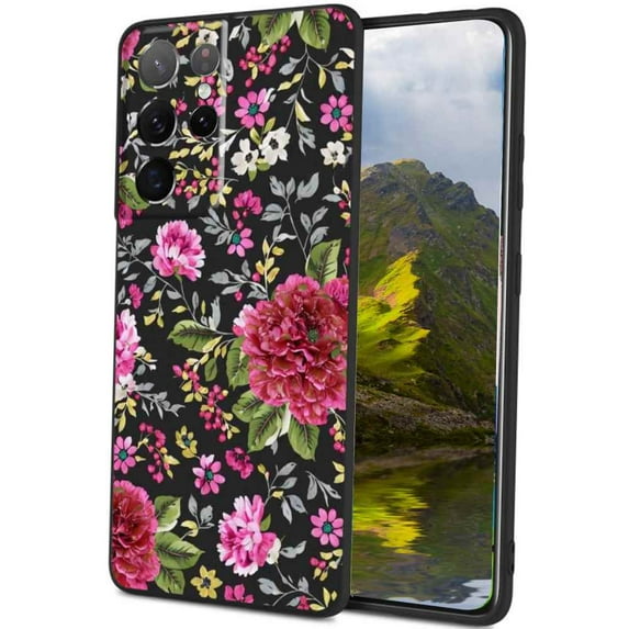 Pretty-floral-purple-3 Phone Case, Degined for Samsung Galaxy S23 Ultra Case Men Women, Flexible Silicone Shockproof Case for Samsung Galaxy S23 Ultra