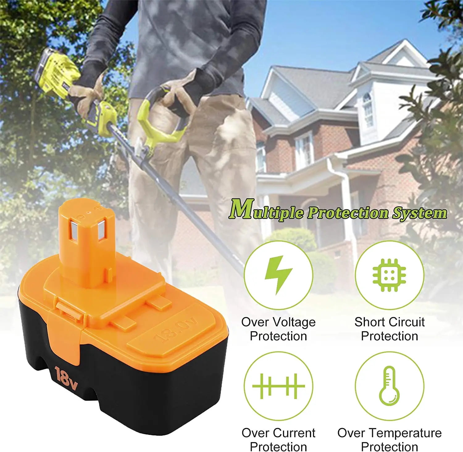 18V 4800mAh Ryobi Battery NI-MH Black Compatible with Ryobi P100 P101 P200