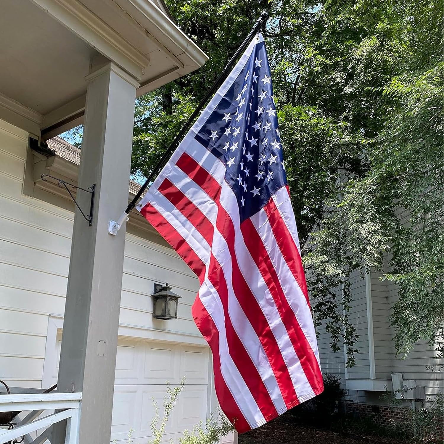 US TOPFLAGS U.S 3' x 5' American Flag Outdoor High Wind - All Weather American Flag Embroidered Stars Heavy Duty Banner, Nylon Sewn Stripes Indoor With Brass Grommets