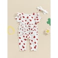 thumbnail image 3 of FEORJGP Infant Baby Girl One-piece Rompers 0 3M 6M 12M 18M Toddler Round Neck Ruffled Jumpsuits Ladybug Print Short Sleeve Zipper Bodysuits with Headbls Fashion Cute Comfy Clothes for Summer, 3 of 8