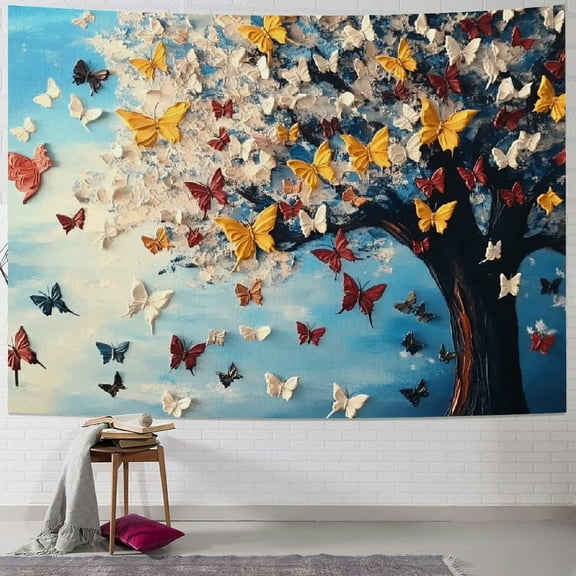 Patifu Butterflies Tapestry Wall Hanging Unique Style for Home Decor - Graphic Tapestries for Living Room, Bedroom, Apartment, Farmhouse, and Dorm - 4 Sizes Available 40x30inch