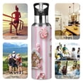 thumbnail image 7 of Yayeee 33oz Insulated Water Bottle Double Wall Stainless Steel with Flip Straw Lid, Pink Gingerbread Houses, 7 of 7