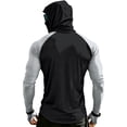 thumbnail image 2 of Bbyeadc Fishing Shirt for Men Sun Protection Shirt with Mask Long Sleeve Breathable Rash Guard for Swimming Sailing Boating,Black (S), 2 of 7