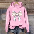 thumbnail image 4 of XPMWRP Women's Bow Graphic Print Sweatshirt Hoodie Thermal Long Sleeves Casual Pullover Winter Warm Sweatshirts With Pockets Pink XXL, 4 of 6