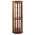 thumbnail image 4 of Tcbosik Corner Curio Cabinet with Lights, Display Storage Cabinet with Adjustable Shelves and Tempered Glass Doors, Bookcase for Bedroom, Living Room, Oak, 4 of 6