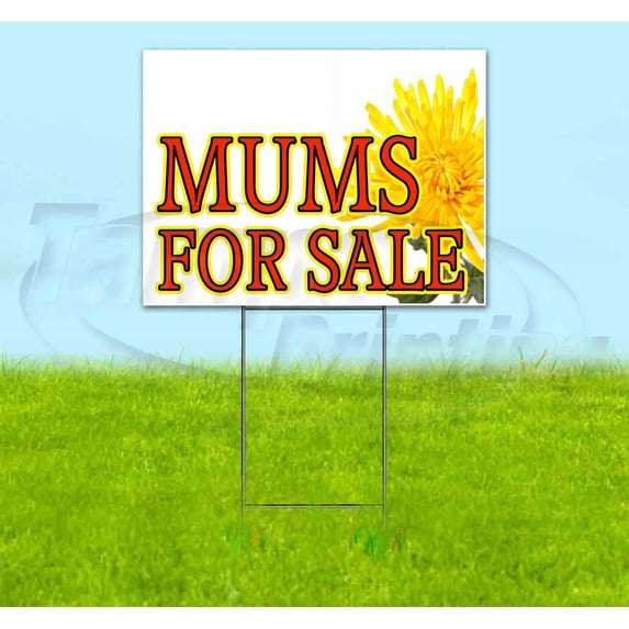 Mums For Sale (18" x 24") Yard Sign, Includes Metal Step Stake