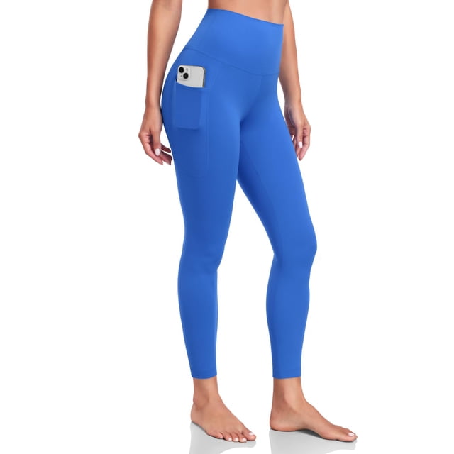 Leggins HeyNuts Yoga Pro 7/8 con bolsillos para mujer, color azul