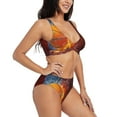 thumbnail image 6 of PAYOHTO Women's Cross Front Bikini Set with High Elasticity Soft Padding Basketball Ball Bathing Suit Crop Top Swimsuit, 6 of 9