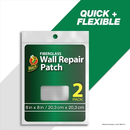 Duck Brand 8 in. x 8 in. White Fiberglass Wall Repair Patch  2 Pack