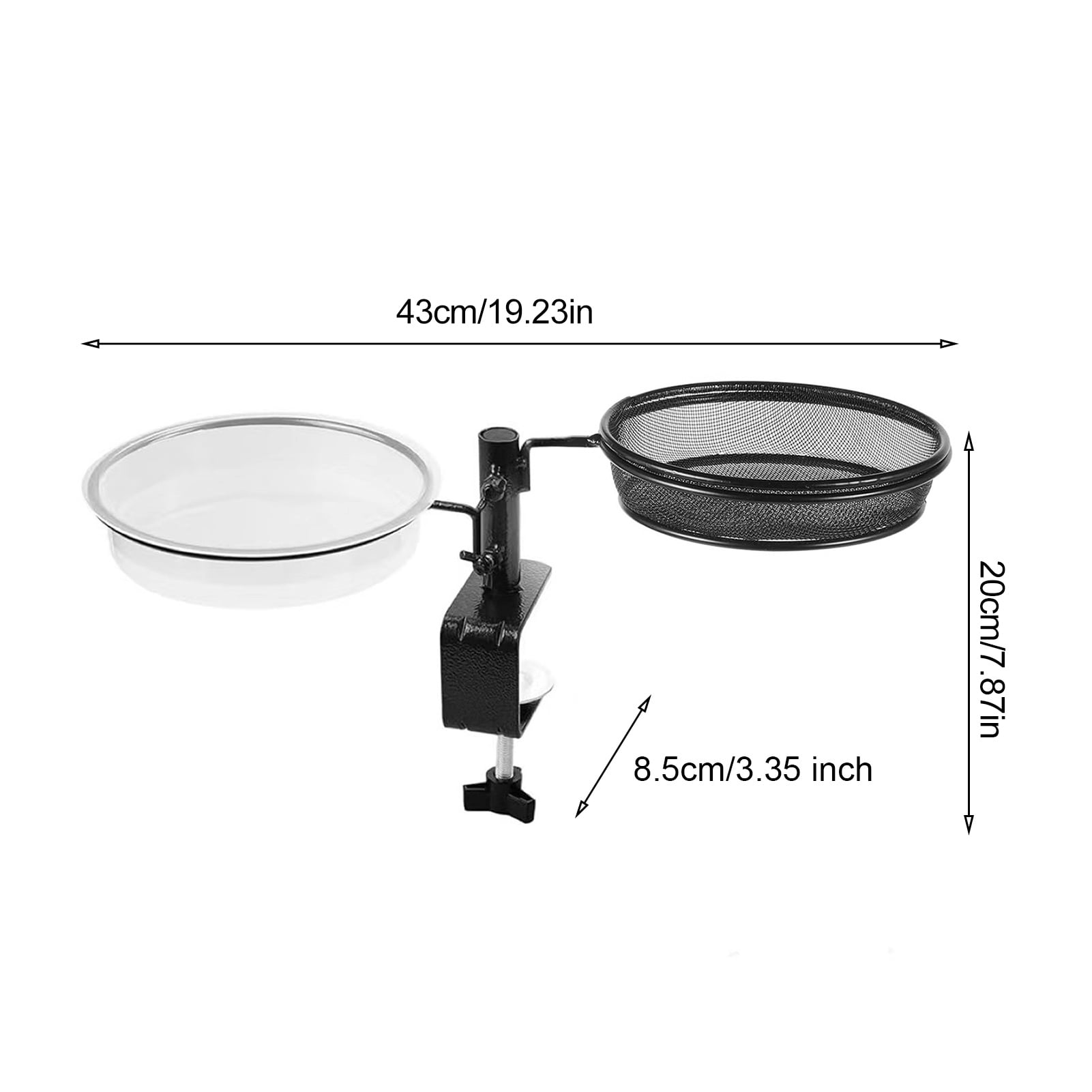 Dserhfy Deck Bird Feeder Tray Detachable Mesh Feeder Tray with Water Bowl Deck Railing Bird Feeder with Metal Bracket for Balcony Yard Fence