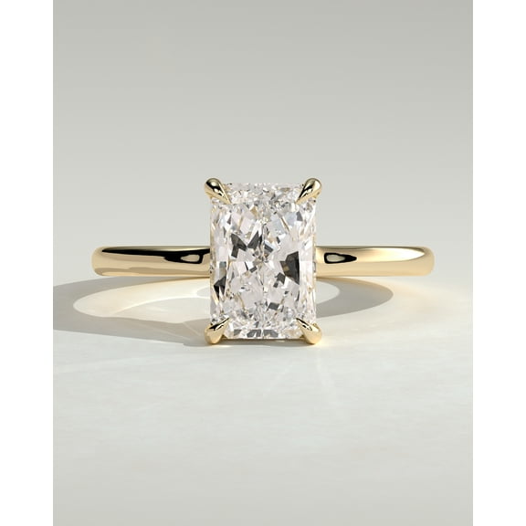 CAPRICARATS 2.00Ct Radiant Cut Moissanite Floating Low-Set Solitaire Engagement Ring – Hidden Halo Flush Design in 10K Yellow Gold for Women