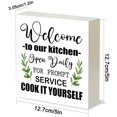 thumbnail image 3 of Clearance Sale! Rustic Kitchen Sign Decor Welcome To Our Kitchen Open Daily Wood Block Signs Farmhouse Kitchen Wooden Box Sign Decor For Kitchen Shelf Counter Desk Table Decor, 3 of 8