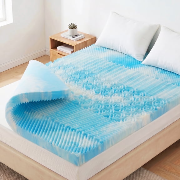 EDX 2 Inch Egg Crate Mattress Topper with 5-Zone Cooling Gel Memory Foam, Pressure Relief for Back Pain, CertiPUR-US Certified, Queen