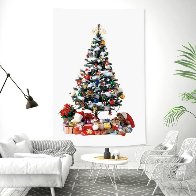Tapiz decorativo de pared para árbol de Navidad, 150 x 130 cm, microtela