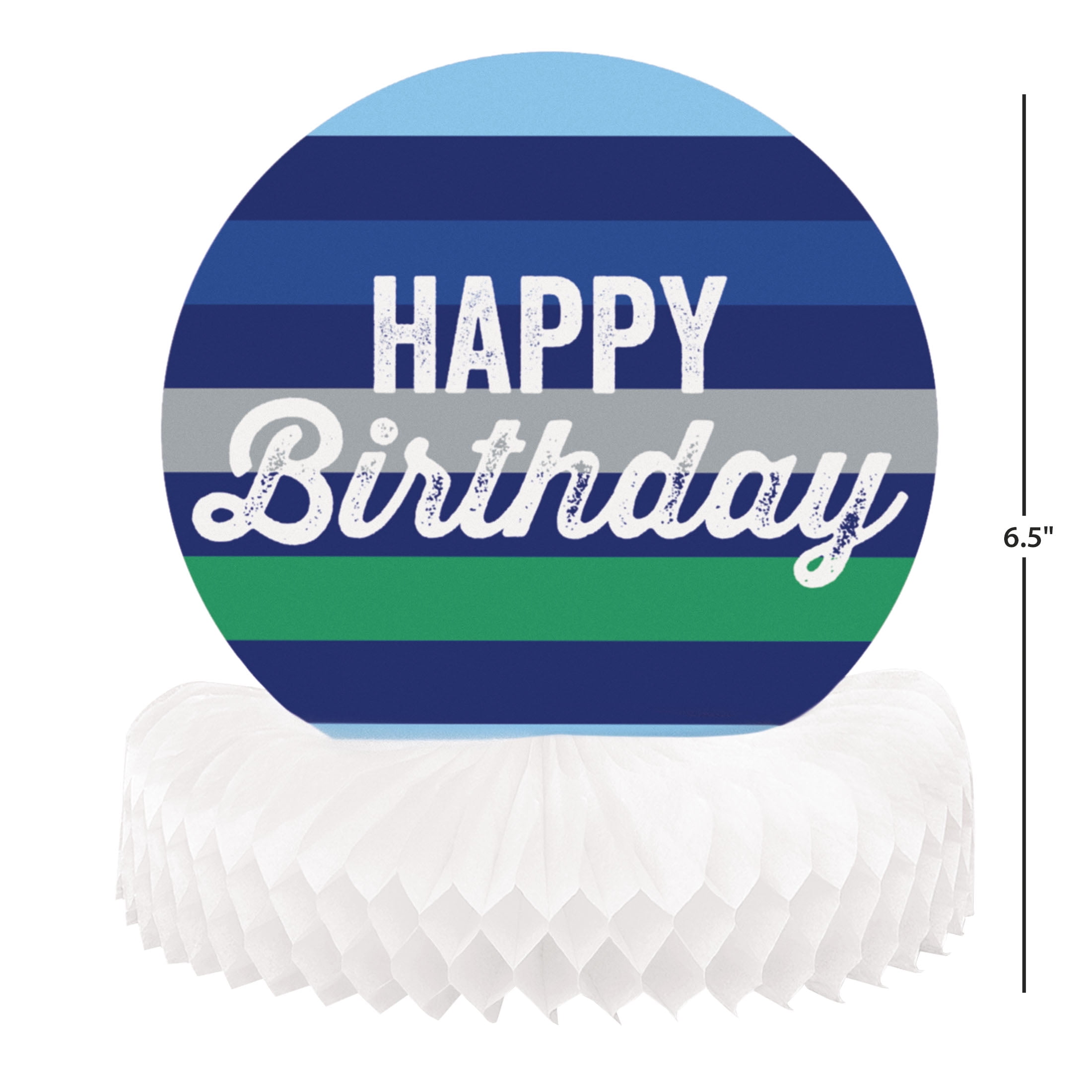 Way to Celebrate! Green & Blue Stripes Birthday Centerpiece, 6in
