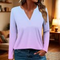 thumbnail image 4 of Going Out Tops for Women Casual Long Sleeve Fall Graphic Tshirts V Neck Lounge Wear Loose Pullover Blue, L, 4 of 6