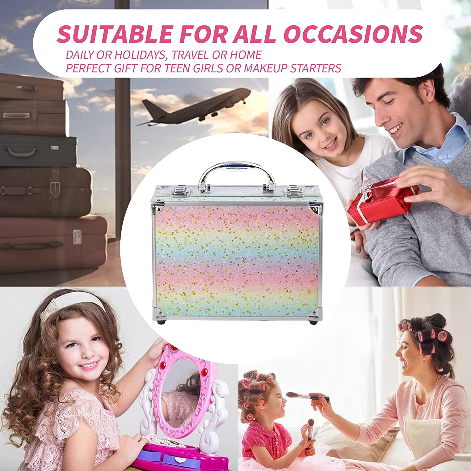 Hot Sugar Ultimate All-in-One Makeup Kit for Teen Girls - Create Stunning Looks with 52 Shades and Accessories (Rainbow)