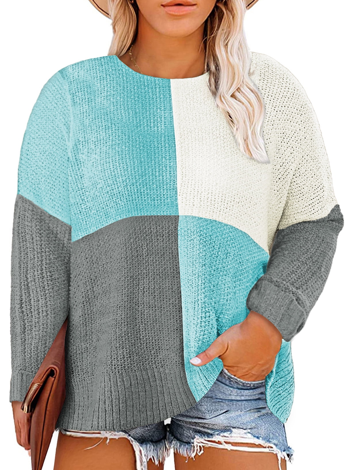Eytino Womens Plus Size Colorblock 