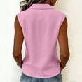 thumbnail image 5 of Otntypg Womens Sleeveless Tank Tops Dressy Casual Button Down Collared Cotton Linen T-Shirt Loose Fit Tunic Blouse Work Office Outfits Pink#01 XL, 5 of 8