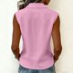 thumbnail image 3 of Blusa sin Mangas con Cuello para Mujer para Trabajo Casual de Negocios Camisetas Tipo Tank con Botones y Cuello A-rosas XL, 3 of 7