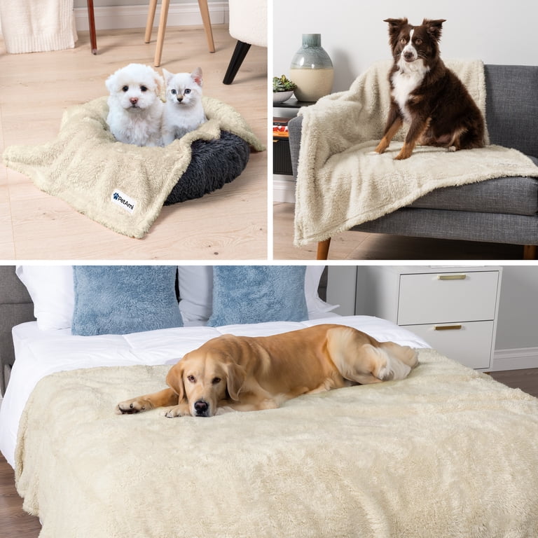 PetAmi Fluffy Waterproof Dog Blanket, Queen 90x90 Beige photo 5