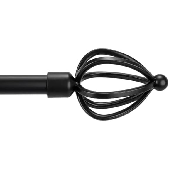 Black Curtain Rods, 3/4" Diameter Drapery Rods for 22"-47" Windows, 22-48" Decorative Curtain Rod with Twisted Cage Finials, 1 Set
