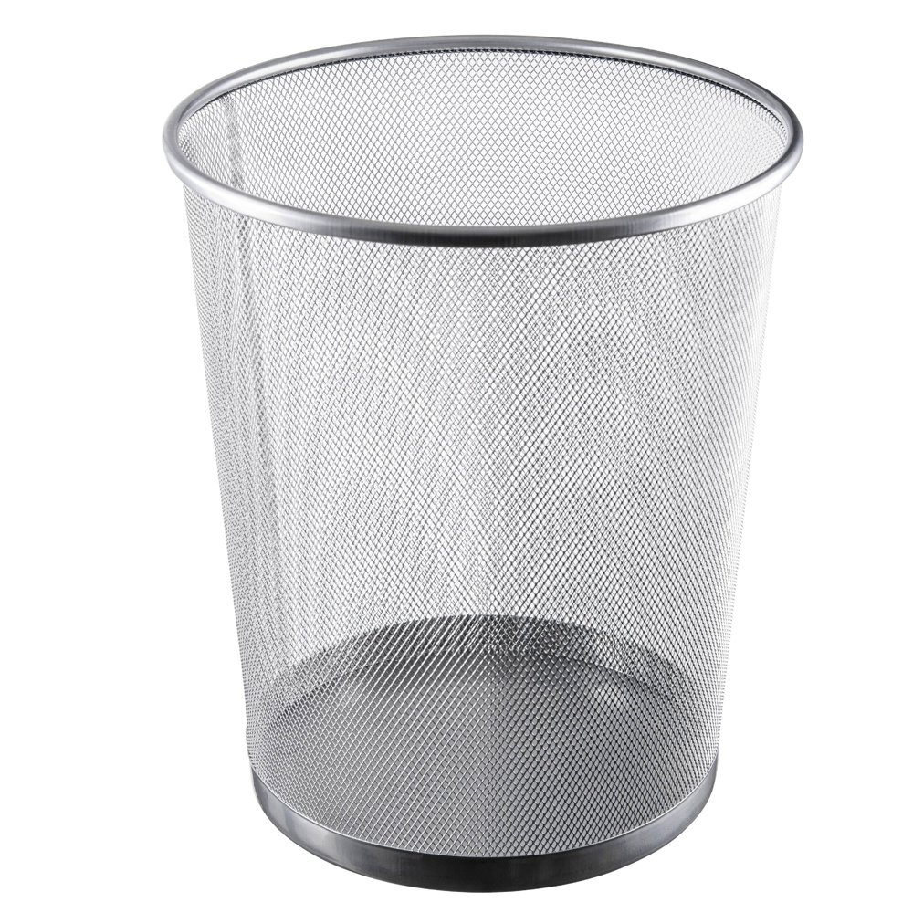 Ybm Home Silver Steel Mesh Round Open Top Waste Basket Wire Bin Trash