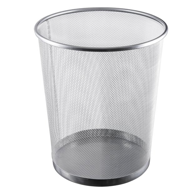 Ybm Home Silver Steel Mesh Round Open Top Waste Basket Wire Bin Trash