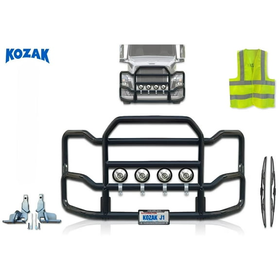 Kozak Compatible with Volvo VNL 2004-2017 Front Grille Deer Moose Brush Bumper Guard Large Black