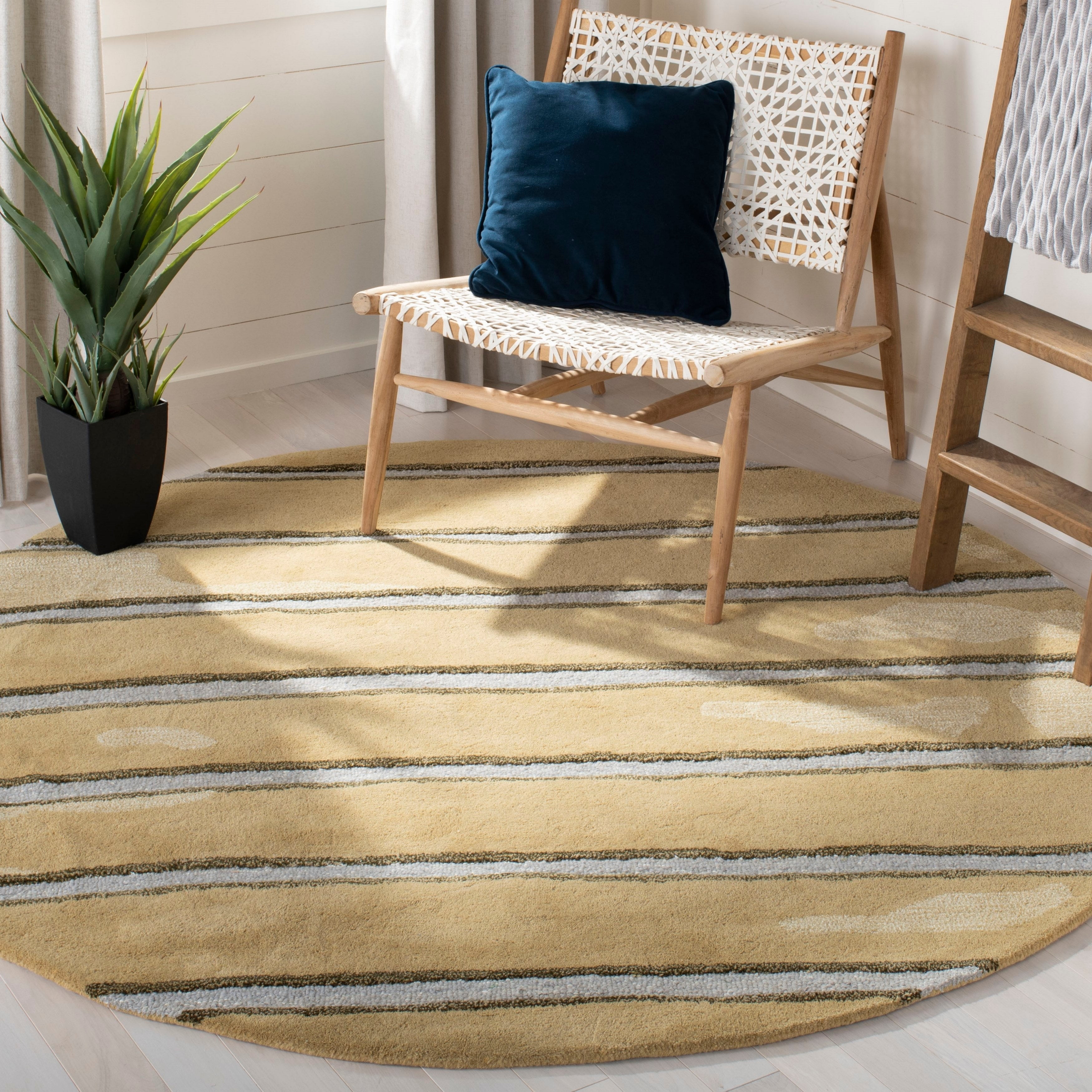 SAFAVIEH Martha Stewart Chalk Stripe Runner Rug, Wheat Beige, 2'3" x 10'
